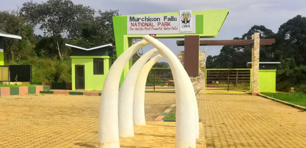 Scenic road arrival at the entrance of Murchison Falls National Park Uganda
